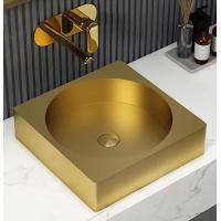 Quality 16x16" Gold Square Stainless Steel Vessel Sinks With PVD Nano Tech Coating for sale