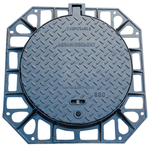 Quality Anti Slip Ductile Iron Manhole Cover DI-023 Sewer Square Lid 850 * 850mm for sale