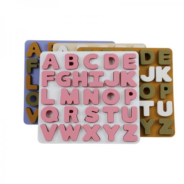 Quality Food Grade Kids Silicone Puzzle With Letters Alphabet Shape for sale
