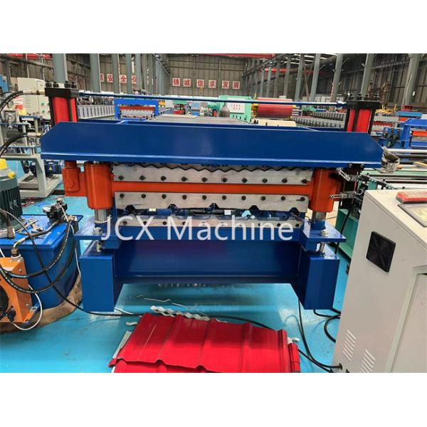 Quality Roofing Sheet Roll Forming Machine, Blue Color Double Layer Roll Forming Machine for sale