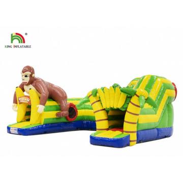 Quality 21ft Outdoor PVC Monkey Theme Inflatable Obstacle Course Rental For Events for sale