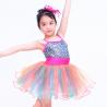 China Solo Confetti Dot Tops Kids Dance Clothes 2 Tones Organza Glitter Sequin Dress factory