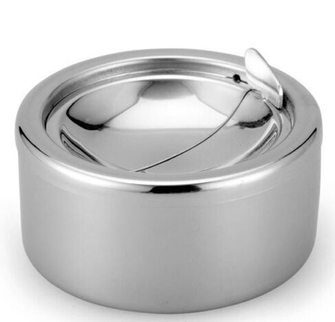 China Stainless Steel Cigarette Ashtray Lid Silver Windproof Ashtray factory