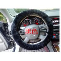 Quality Black Genuine Sheepskin Steering Wheel Cover With Australia Pure Wool for sale