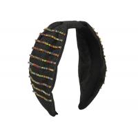 China Denim hair hoops wide fabric headbands Creative color diamond-encrusted wide edge hoops hair accessories factory