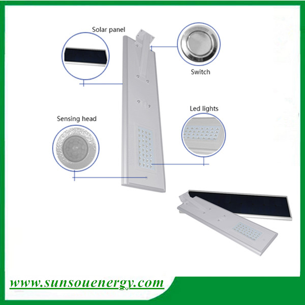 China 50w integrated solar street lights 3 years warranty all in one solar street light with motion sensor factory