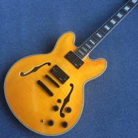 China Hollow body jazz guitar,Flame Maple Top,Ebony Fingerboard,double F holes jazz electric guitar factory