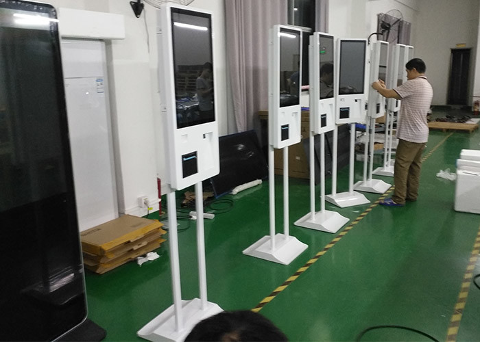 China Payment info. kiosk self ordering kiosk with capacitive touch screen,camera, card reader, POS holder and thermal printer factory