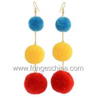 China Fashion Bohemian Colorful Pom Pom Long Drop Earrings For Women Party Jewelry Accessories  factory