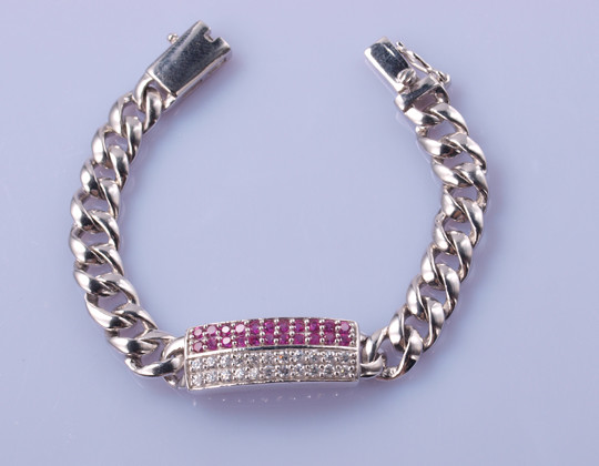 Quality 13.5cm 925 Silver CZ Bracelet AAA+Grade Cubic Zirconia Pinky White for sale