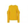 China Bright Yellow Lace Up Womens Knit Pullover Sweater Off Shoulder Top factory