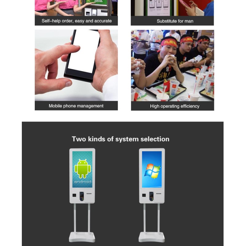 32 Inch Self Service Touch Screen Payment Kiosk Thermal Printer Bill ...