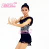 China 2 In 1 Latin Dance Costumes Confetti Purple Sequin Leotard Diagonal Ruffled Neck With Fringe Skirt Dress factory