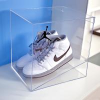 China Plexiglass Clear Acrylic Shoe Display Box Storage Stackable Sports Shoe Box Case factory