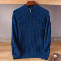 China Men s Zip-Front Cardigans with Ribbed Collar Style for Your Business Men's knitted sweater half high neck zippered top factory