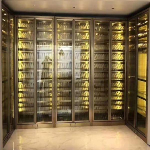 Quality Light Luxury Stainless Steel Wine Cabinet Partition For Restaurant for sale