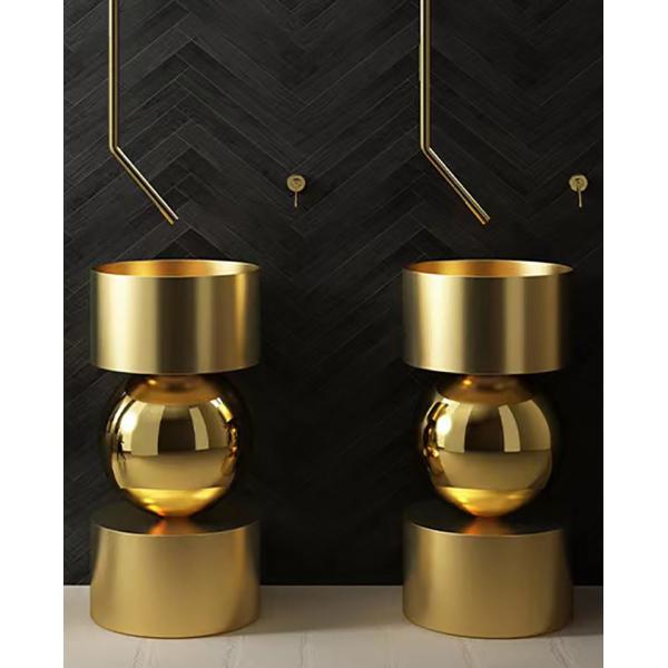 Quality Cylindrical Bathroom Freestanding Basin Modern Style Brushed Gold Color for sale