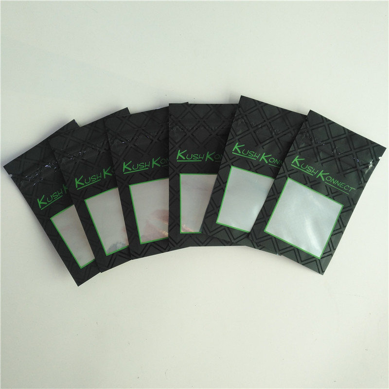 China 1g Weeds Bags Kush Medical Cannabis Packaging Bag UV Printing Black Pouch With factory