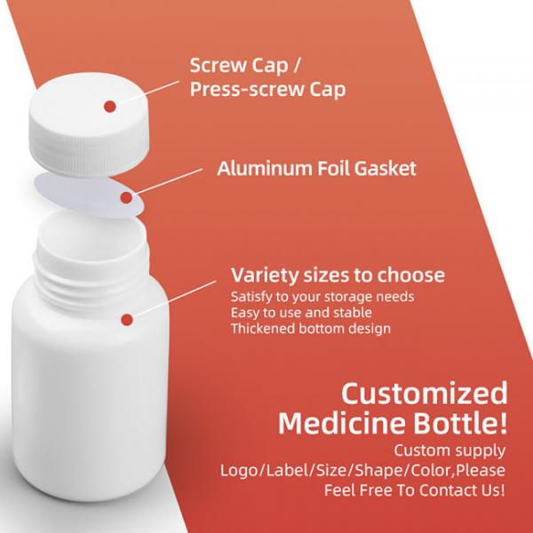 Quality Custom Food Grade Plastic Pill Bottle Screw Cap HDPE Medicine Bottle for sale