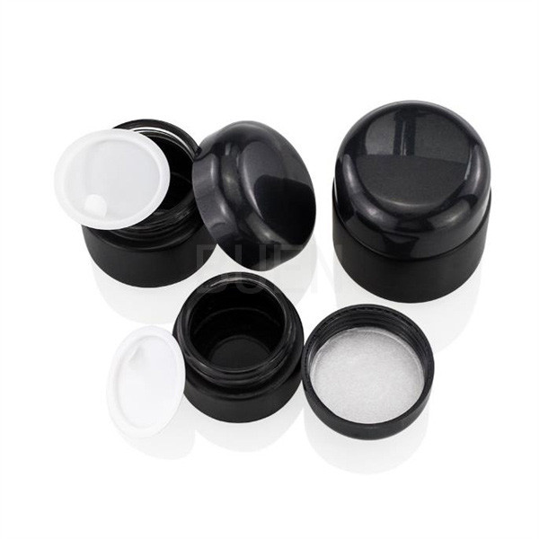 Quality Forsted Glass Empty Cosmetic Jars Round, Shinny Black Cap Travel Cosmetic Jar for sale