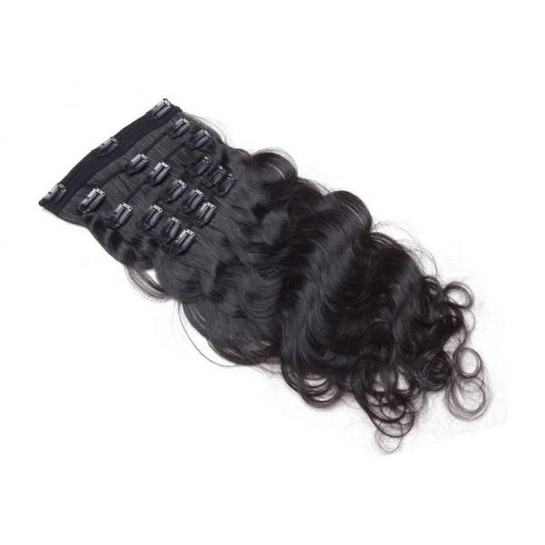 Quality Black Women Clip In Natural Hair Extensions Soft Clean Full Cuticles Attached for sale