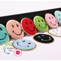 China Smile Face Embroidery Patches Iron On Jeans Clothes Self-Adhesive Fabric Patch With Sequins Decoration factory