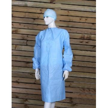 Quality Isolation Disposable Surgical Gown, Blue Isolation Gowns Elastic Knitted Cuff for sale