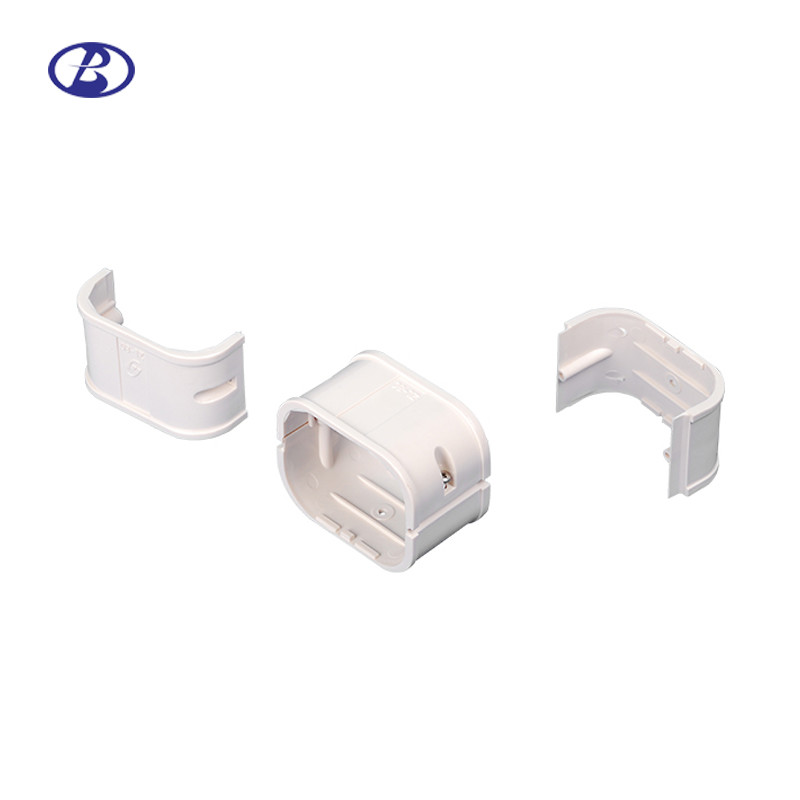 china 130mm White PVC Split Air Conditioner Pipe Cover Joint Decorative Duct Kits Straight Coupling