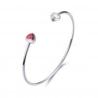 China 4.30g Personalised Sterling Silver Bangle For Ladies 6.0mm Red Heart for sale