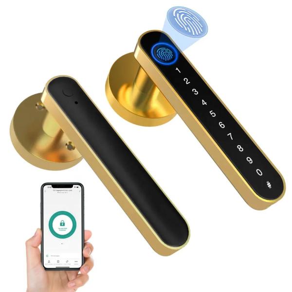 Quality Fingerprint Password Tuya App Door Lock Aluminium Grip Open Biometric Door for sale