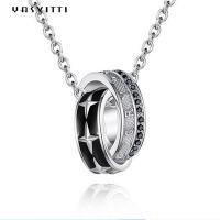china Horsewhip Stainless Steel Jewelry 0.1oz 2.6ft Double Ring Pendant Necklace 316L
