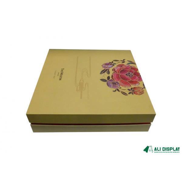 Quality Food 300mm Cosmetic Packaging Boxes Yellow Mooncake Gift Box Packaging for sale
