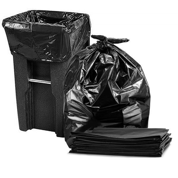 Quality Durable 65 Gallon Trash Bags , Black Disposable Recyclable Rubbish Bags for sale