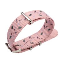 China Floral Prints 18mm Nylon Strap Watch Bands Pink Color For Lady Watch factory