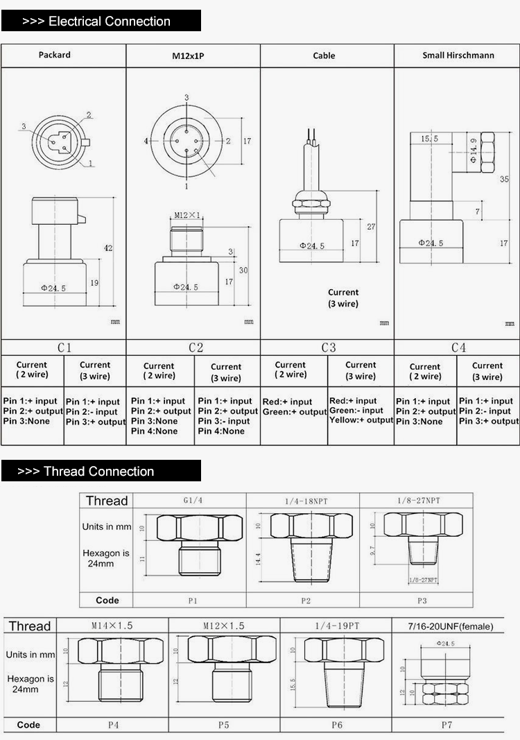 WNK  4-20ma 0.5-4.5V Pressure Sensors 150Psi Pressure Transmitter