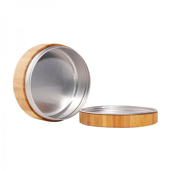 Quality Aluminum Cosmetic Face Cream Container Jar With Bamboo Wood Lid 5ml 15ml 30ml for sale