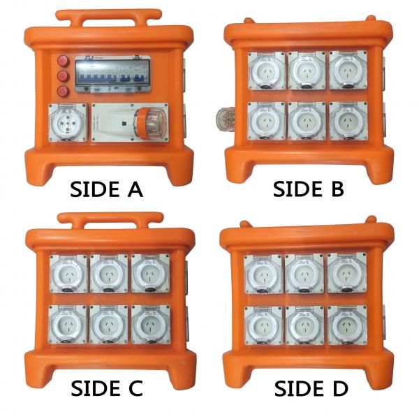 Quality MK1 Portable Power Distribution System Rubber Box Orange Outdoor Distribution Board Stackable for sale
