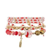China Imitation Stone Beads Chain Weave Red Crystal Beads Bracelets Boho Style factory