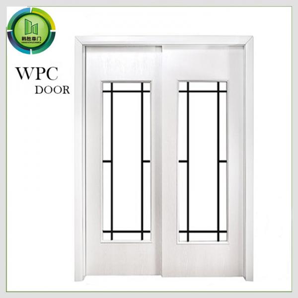Quality WPC Interior Soundproof Glass Office Door , PVC Double Sliding Glass Doors for sale
