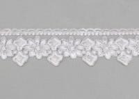 China White Lace Ribbon Embroidery Fabric With Silver Lurex Poly Yarn Eco - friendly factory