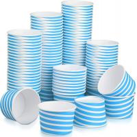 China 100 Pack Blue Sundae 7 Oz Disposable Paper Cups For Hot Drinks Water Ice Cream factory