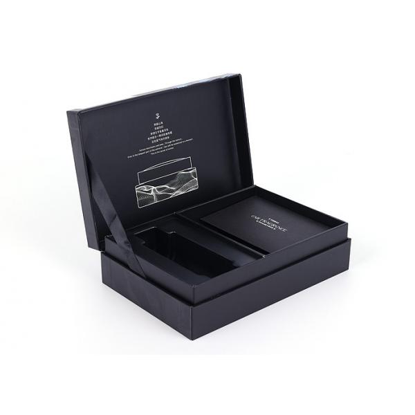 Quality Silver Stamping Aromatherapy Gift Box , 2mm Thickness Black Gift Box With Ribbon for sale