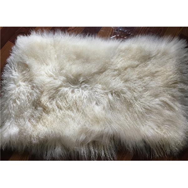 Quality Real Grey Mongolian Sheepskin Rug 20" X 35" For Home , Sofa Throw Covers for sale