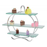 China 3 - Layer Glass Cake Display Stand with Platters Decorating for Banquet Serving Buffet for sale