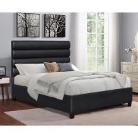 China Black Linen Fabric Upholstered Bed Frame 6ft King Size Bedroom Funiture factory