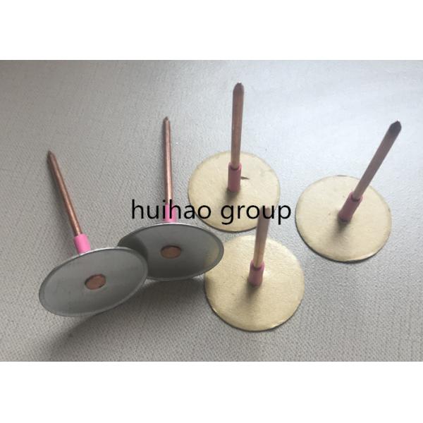 Quality Galvanized Steel Cup Head Weld Pins , 12Ga Insulated anchor Pins With Paper Base for sale