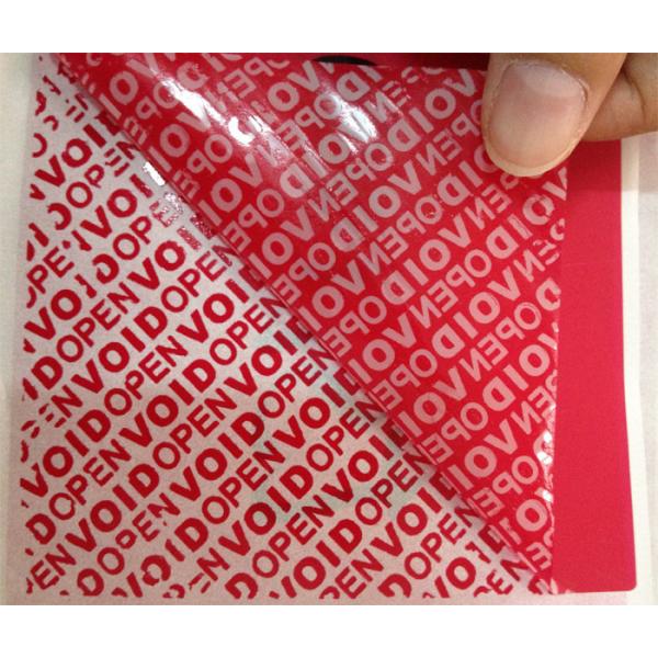 Quality PET Film Material Self Adhesive Security Labels Red Security Tape for sale