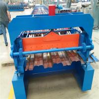 China Galvanized Steel Floor Deck Roll Forming Machine Blue 45# Steel Rollers Hydraulic Cutting factory