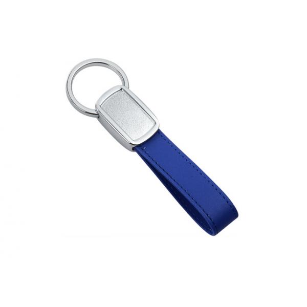 Quality Color Tape PU Blue Leather Keychain Green Personalized Epoxy Doming Logo for sale