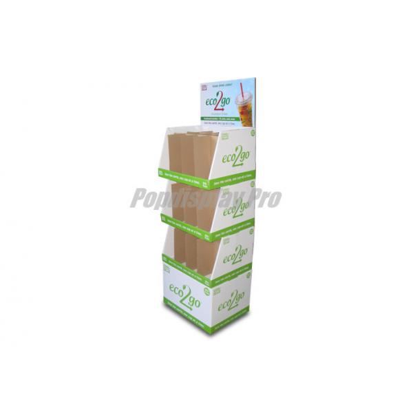 Quality Water Cup Shaped Cardboard Retail Floor Display Stands With 3 Stackable PDQ for sale